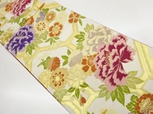 蜀江文に花々模様織出し袋帯